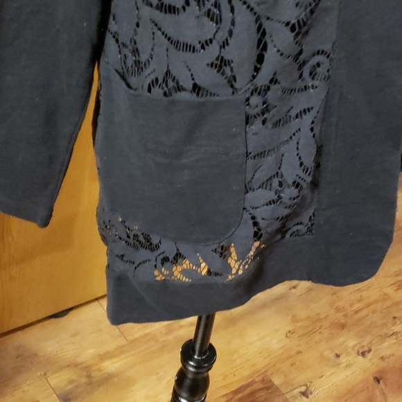 Logo lori Goldstein lace open front black cardigan - Picture 3 of 6